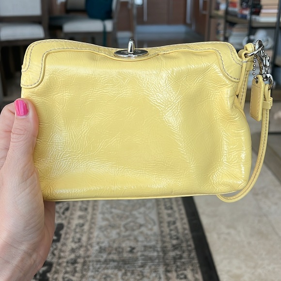Coach yellow patent leather clutch with silver hardware! - Picture 6 of 6